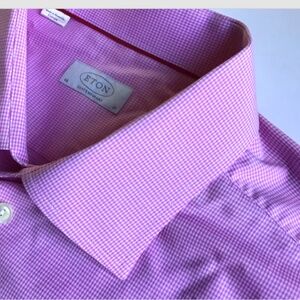 ETON contemporary  lovely mini pink checkered cotton shirt Sz 19 made  in Europe
